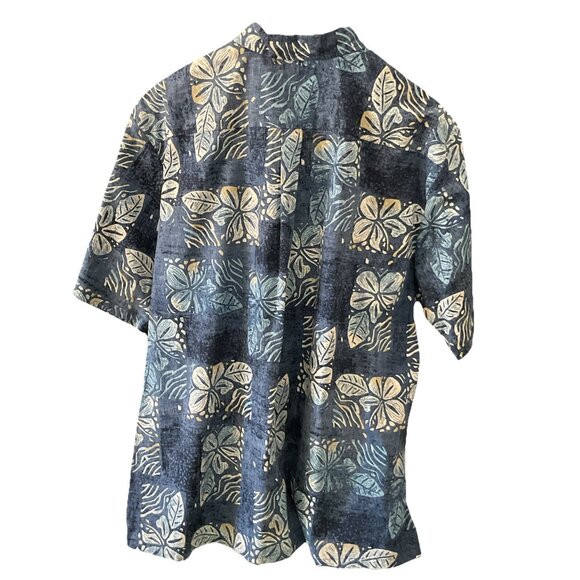 Men's BISHOP ST Apparel Cotton Aloha Tiki Floral Print Button Up Blue Shirt 3XL - Picture 3 of 6